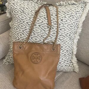 Tory Burch Brown Leather Chain Shoulder Bag
